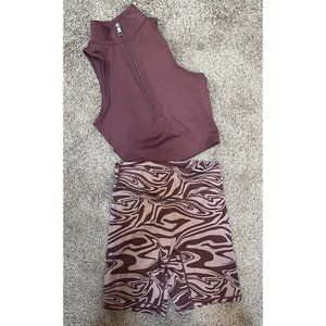 Balance Athletica Vitality 2 piece activewear outfit set brown size small EUC